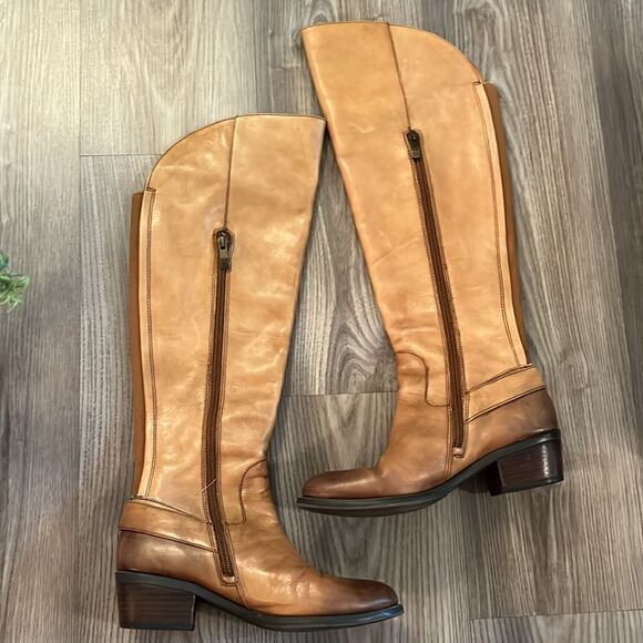 EUC WOMENS VINCE CAMUTO BEDINA OTK LEATHER BOOT BROWN TAN SIZE 6 - Picture 8 of 10